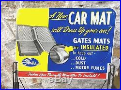 Vintage GATES Advertising CAR MATS DISPLAY METAL SIGN with PRICES & INSTRUCTIONS