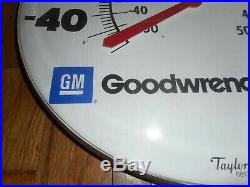 Vintage GM General Motors GOODWRENCH GAS OIL Round Advertising THERMOMETER SIGN