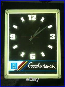 Vintage GM Parts Dealer Lighted Clock GoodWrench Shop Very Nice