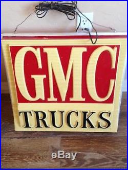 Vintage GMC Trucks Lighted Advertising Sign Lamp from a Dealership double sided