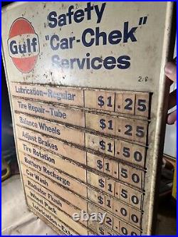 Vintage GULF Safety Car-Chek Services Sign Gas Station Memorabilia Rare