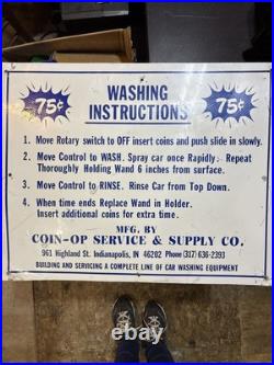 Vintage Galvanized Steel Sign Car Wash Instructions $. 75