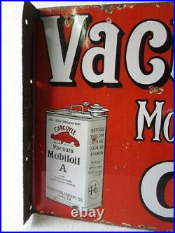 Vintage Gargoyle Vacuum Motor Car Oil Sign Board Porcelain Enamel Double Sided2