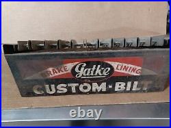 Vintage Gatke Brake Lining Metal Sign Auto Parts Dealer Counter Catalog Holder