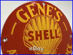 Vintage Gene's Shell Gas Station Porcelain Sign Auto Service Motor Oil Gasoline