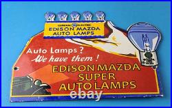 Vintage General Elec Sign Edison Auto Light Bulb Lamps Porcelain Gas Pump Sign