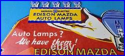 Vintage General Elec Sign Edison Auto Light Bulb Lamps Porcelain Gas Pump Sign