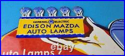 Vintage General Elec Sign Edison Auto Light Bulb Lamps Porcelain Gas Pump Sign