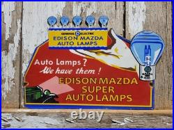 Vintage General Electric Porcelain Sign Edison Mazda Auto Lamp Car Light Bulb Ge