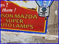 Vintage General Electric Porcelain Sign Edison Mazda Auto Lamp Car Light Bulb Ge