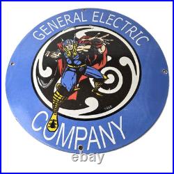 Vintage General Electric Sign Thor Marvel Gas Auto Shop Pump Porcelain Sign