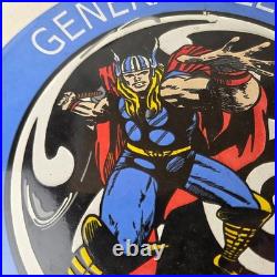 Vintage General Electric Sign Thor Marvel Gas Auto Shop Pump Porcelain Sign