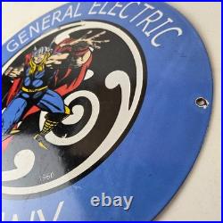Vintage General Electric Sign Thor Marvel Gas Auto Shop Pump Porcelain Sign