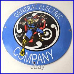 Vintage General Electric Sign Thor Marvel Gas Auto Shop Pump Porcelain Sign