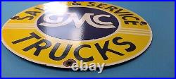 Vintage General Motors 16 Inch Porcelain Gas Automobiles Trucks Gmc Pump Sign