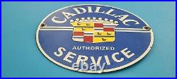 Vintage General Motors Cadillac Porcelain Gas Automobile Sales Service Pump Sign
