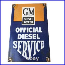 Vintage General Motors Sign GM Automobiles Trucks Gas Diesel Porcelain Sign