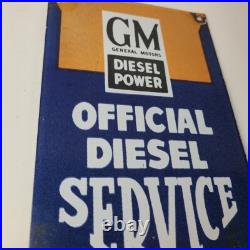 Vintage General Motors Sign GM Automobiles Trucks Gas Diesel Porcelain Sign