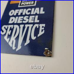 Vintage General Motors Sign GM Automobiles Trucks Gas Diesel Porcelain Sign