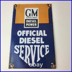 Vintage General Motors Sign GM Automobiles Trucks Gas Diesel Porcelain Sign