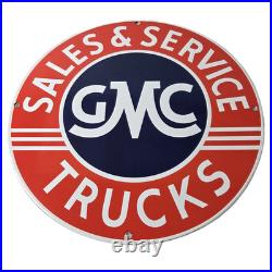Vintage General Motors Sign GMC Automobiles Trucks Sales Servic Porcelain Sign