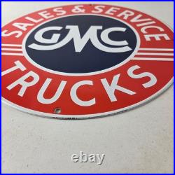 Vintage General Motors Sign GMC Automobiles Trucks Sales Servic Porcelain Sign