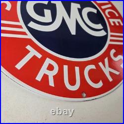 Vintage General Motors Sign GMC Automobiles Trucks Sales Servic Porcelain Sign