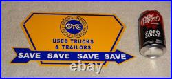 Vintage General Motors Trucks Trailers Metal Enamel Car Gasoline Oil Dealer Sign