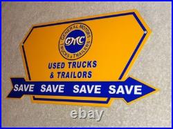 Vintage General Motors Trucks Trailers Metal Enamel Car Gasoline Oil Dealer Sign