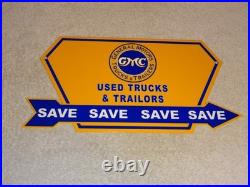 Vintage General Motors Trucks Trailers Metal Enamel Car Gasoline Oil Dealer Sign