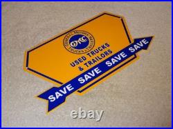 Vintage General Motors Trucks Trailers Metal Enamel Car Gasoline Oil Dealer Sign Vintage General Motors Trucks Trailers Metal Enamel Car Gasoline Oil Dealer Sign