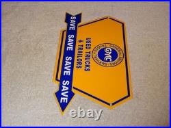 Vintage General Motors Trucks Trailers Metal Enamel Car Gasoline Oil Dealer Sign