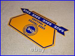 Vintage General Motors Trucks Trailers Metal Enamel Car Gasoline Oil Dealer Sign