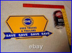 Vintage General Motors Trucks Trailers Metal Enamel Car Gasoline Oil Dealer Sign