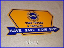 Vintage General Motors Trucks Trailers Metal Enamel Car Gasoline Oil Dealer Sign