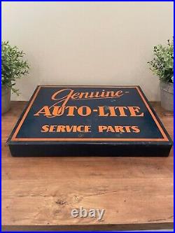 Vintage Genuine Auto-Lite Service Parts Metal Adverisiing Box 1950's