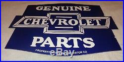 Vintage Genuine Chevrolet Parts 24 X 18 Porcelain Metal Car Gasoline Oil Sign