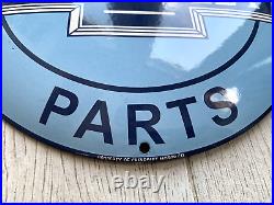 Vintage Genuine Chevrolet Parts Dome 12 Oil Pump Gas Station Porcelain Oil Sign