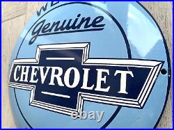 Vintage Genuine Chevrolet Parts Dome 12 Oil Pump Gas Station Porcelain Oil Sign