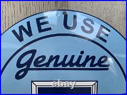 Vintage Genuine Chevrolet Parts Dome 12 Oil Pump Gas Station Porcelain Oil Sign