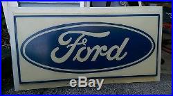 Vintage Genuine Ford Oval Dealership Outdoor Lighted Sign Logo Cover 1960s 1970s