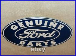 Vintage Genuine Ford Parts 11 3/4 Porcelain Metal Car Truck Gasoline & Oil Sign