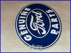Vintage Genuine Ford Parts 11 3/4 Porcelain Metal Car Truck Gasoline & Oil Sign