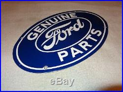 Vintage Genuine Ford Parts 16.5 Porcelain Metal Car, Truck Gasoline & Oil Sign