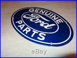 Vintage Genuine Ford Parts 16.5 Porcelain Metal Car, Truck Gasoline & Oil Sign