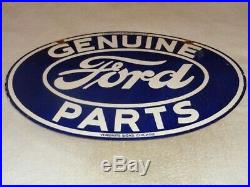 Vintage Genuine Ford Parts 24 Porcelain Metal Ds Car, Truck, Gasoline Oil Sign