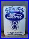 Vintage-Genuine-Ford-Parts-Porcelain-Sign-Old-Auto-V8-Fomoco-Sales-Gas-Oil-01-dv