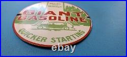 Vintage Giant Gasoline Porcelain Quick Starter Auto Car Service Station Sign