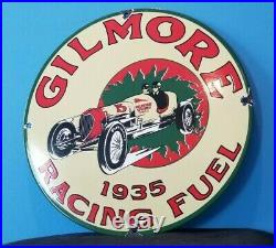 Vintage Gilmore Gasoline Porcelain Racing Fuel Gas Auto Firestone Champion Sign