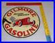 Vintage-Gilmore-Record-Break-Gasoline-Car-flag-11-3-4-Porcelain-Metal-Oil-Sign-01-cfio